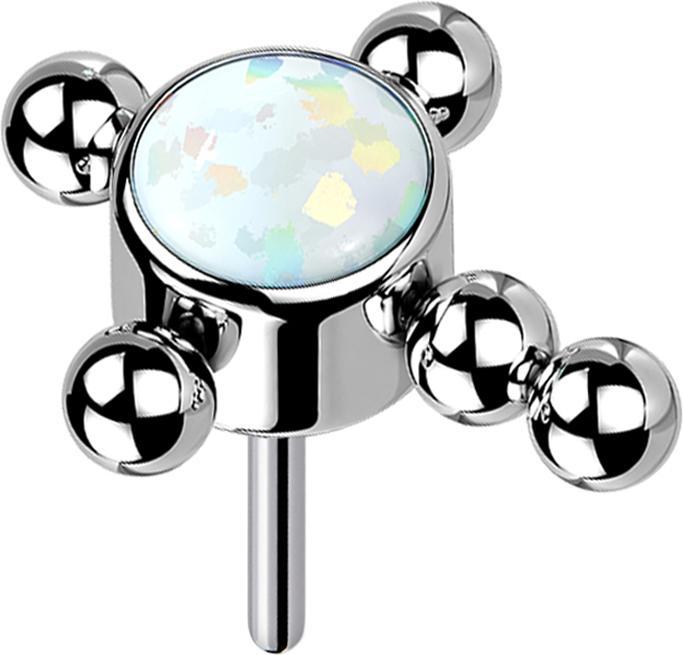 Image du produit Star Piercing Threadless argent croix boules opale blanc (sans laiton, Titane)