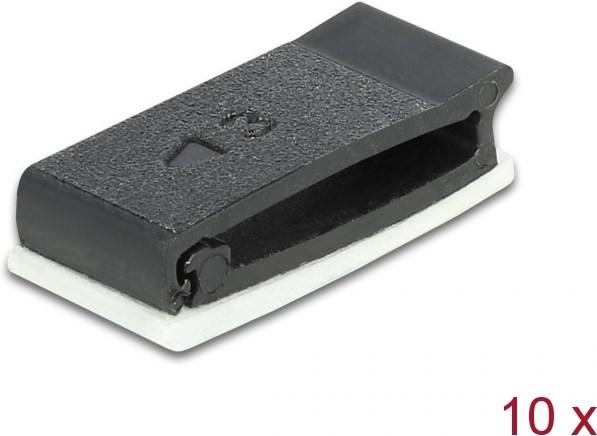 Actual product image Delock Cable holder with locking clip self-adhesive black 10 pieces