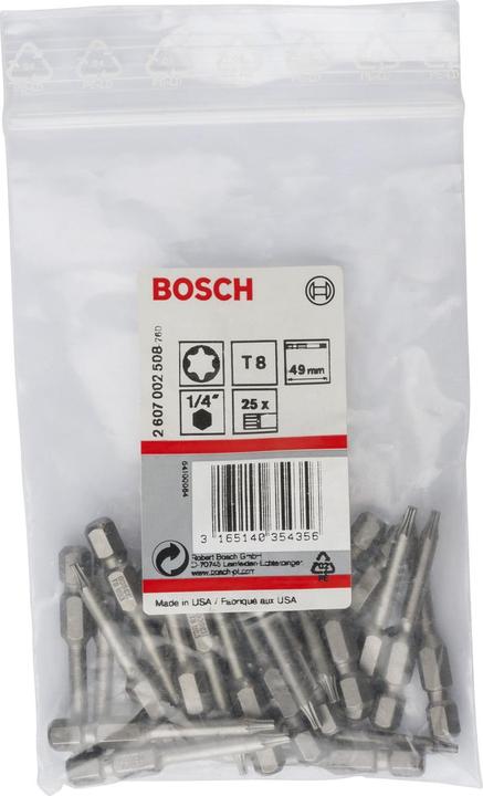Produktbild Bosch Professional Zubehör Schrauberbit Extra-Hart T8, 49 mm, 25er-Pack