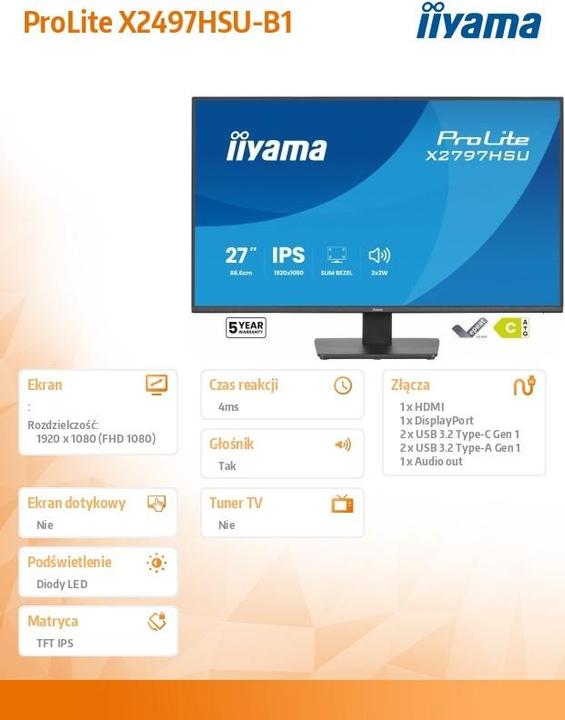 Image du produit iiyama X2797HSU-B1 (1920 x 1080 pixels, 27")