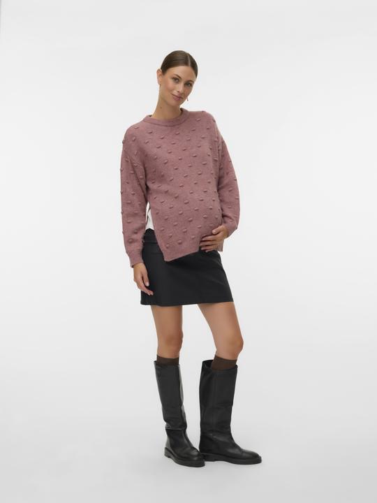 Image du produit Mamalicious Normal geschnitten Rundhals Gerippte Ärmelbündchen Tief angesetzte Schulter Pullover Strickpullover (L)