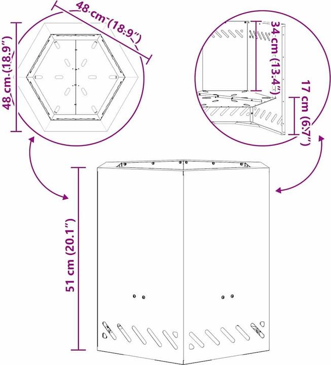 Produktbild vidaXL Outdoor Feuerplatz (48 cm)
