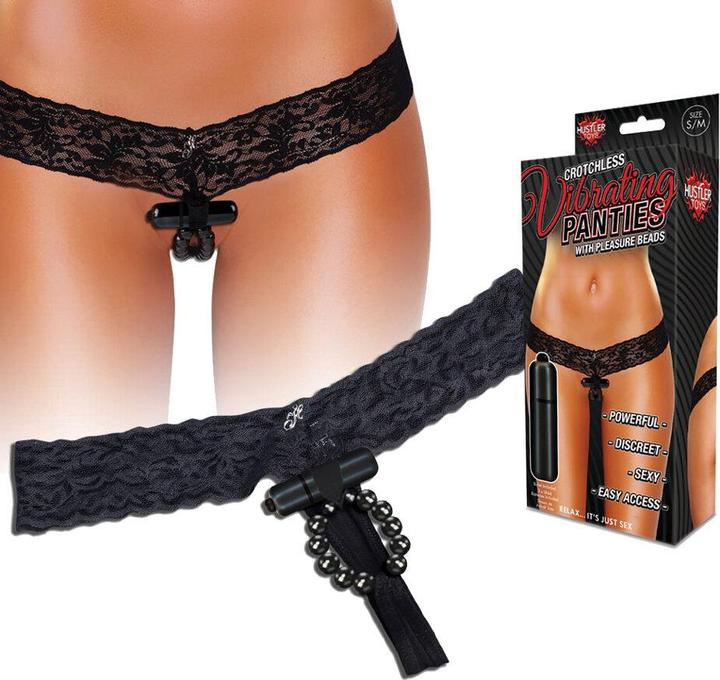 Produktbild Hustler Vibrating Panties with pleasure beads black S/M (S, M)