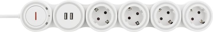 Produktbild Deltaco GT-290 power extension 4 AC outlet(s) Indoor White (4 x, CEE 7/4, 1.40 m)