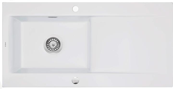 Actual product image No Name Ceramic sink with 1 bowl and drainer (Fitted sink with draining board, 18 cm, 59 cm)