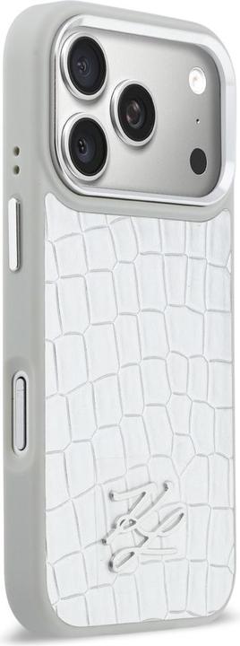 Produktbild Karl Lagerfeld Etui Croco KL Script Logo MagSafe do iPhone 17 Pro srebrny (Apple iPhone 17 Pro)