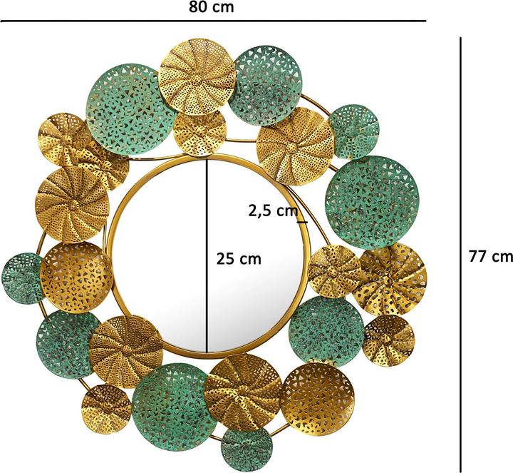 Image du produit FineBuy miroir mural miroir couloir rond métal 80x77 cm miroir couloir miroir suspendu (Ø 80 cm)