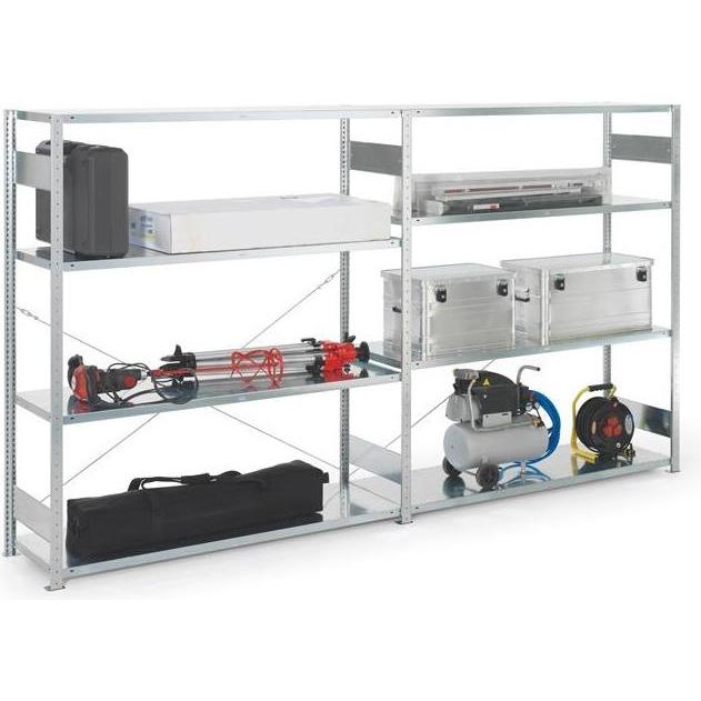 Metabo, Kellerregal, Grossfachsteckregal H2000xB1700xT400 mm Anbauregal verzinkt silber 4 Stahlböden