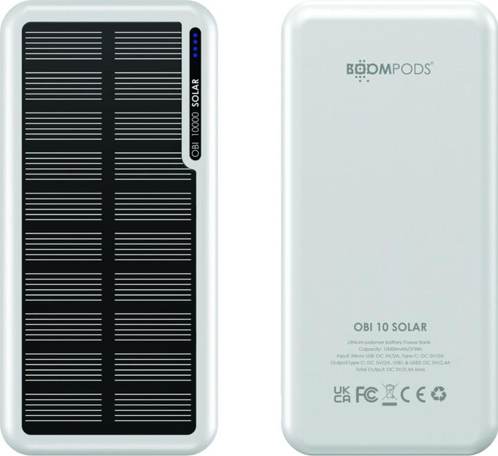 Actual product image Boompods Obi 10,000mAh Solar Powerbank - White (10000 mAh, 37 Wh)