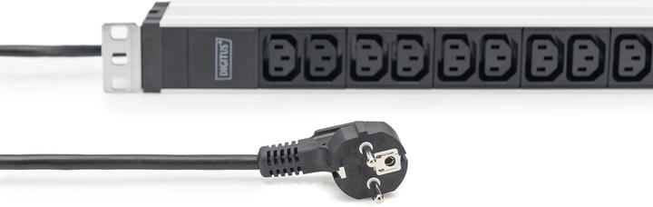 Actual product image Digitus 1U Aluminum PDU rackmountable 12xC13 16A 230VAC 50/60Hz Safety plug