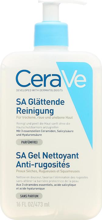 Produktbild CeraVe SA Glättende Reinigung: mildes Reinigungsgel für Gesicht und Körper bei trockener Haut (Reinigungsgel, 473 ml)