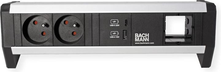 Actual product image Bachmann DESK - 2 AC outlets - Indoor - GST18 - Aluminium - Plastic - Black - Silver (2 x, CEE 7/5, CEE 7/3)