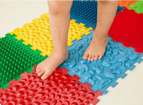 Actual product image Montessori Orthopaedic sensory structure mats Puzzle "Mix" 10 elements with forest adventure game (26 x 26 cm)