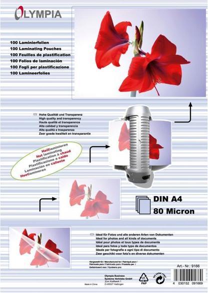 Actual product image Olympia Laminating foils (A4, 100 pcs., 80 µm)