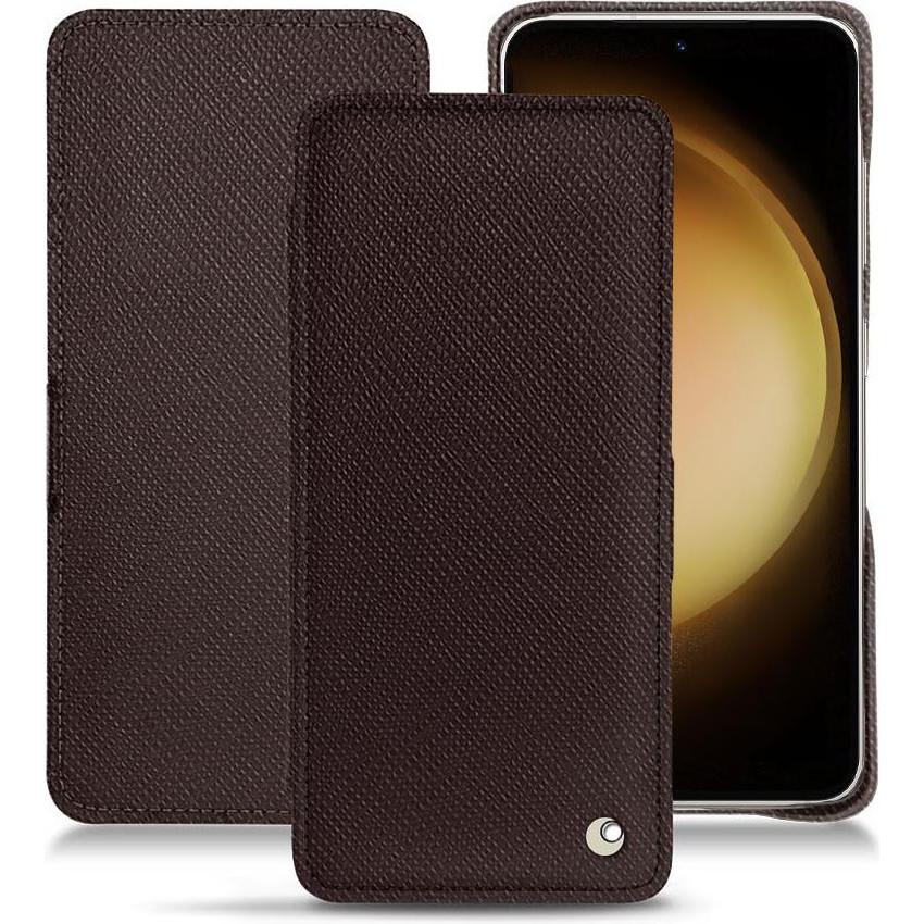 Noreve Lederschutzhülle horizontal (Samsung Galaxy S23+), Smartphone Hülle, Braun