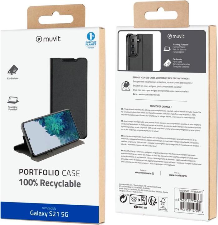 Image du produit Muvit For Change Folio Stand Noir Samsung Galaxy S21 (Samsung Galaxy S21)