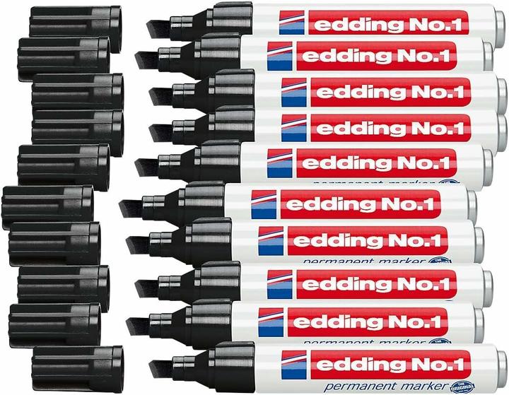 Produktbild Edding No.1 Permanent-Marker Schwarz Meissel (10x)
