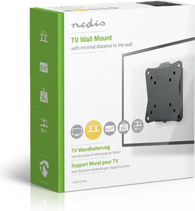 Image du produit Nedis Support TV mural fixe | 13-27 " | poids maximum de l'écran supporté : 30 kg | W minimal (Mur, 30 kg, 13" - 27")
