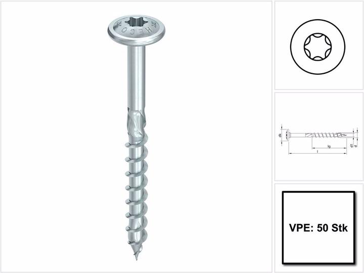 Produktbild Heco TOPIX plus Profi Holzbauschraube 8,0 x 260 mm 50 Stück ( 61353 ) Teilgewinde Holzschraube, Tell (50 Schrauben pro Stück)