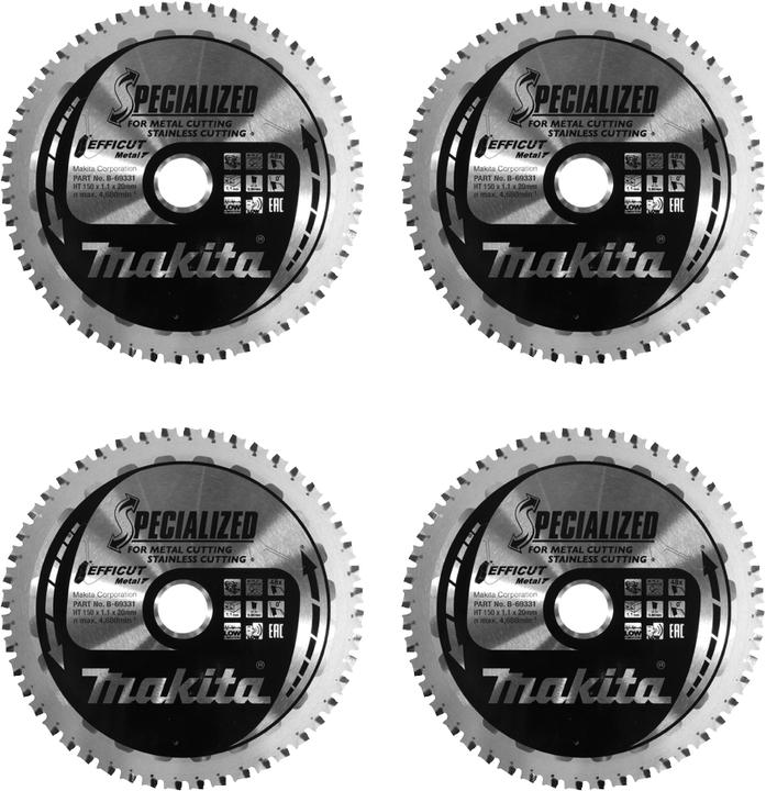 Produktbild Makita MCCS15048E SPECIALIZED EFFICUT Sägeblatt 150 x 20 x 1,1 mm 4 Stk. ( 4x B-69331 ) 48 Zähne für