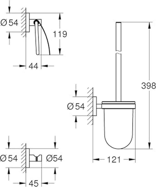 Actual product image Grohe Start QuickFix accessory WC set 3 in 1, glue or drill, matt black
