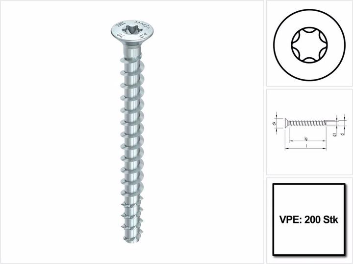 Image du produit Heco MULTI MONTI plus F Vis d'ancrage 5,0 x 40 mm 200 pièces ( 54265 ) Vis à béton, tête fraisée, T-Driv (200 Vis par pièce)