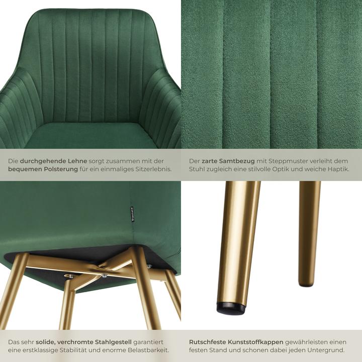 Produktbild tectake Stuhl Marilyn, Samtoptik, gesteppt