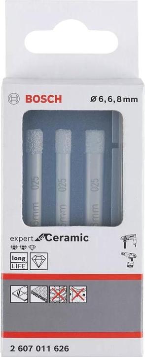 Actual product image Bosch Professional Zubehör PRO Ceramic dry drill bit set, 6 x 66, 6 x 66, 8 x 66 mm, 3 pcs. (6 mm, 8 mm)