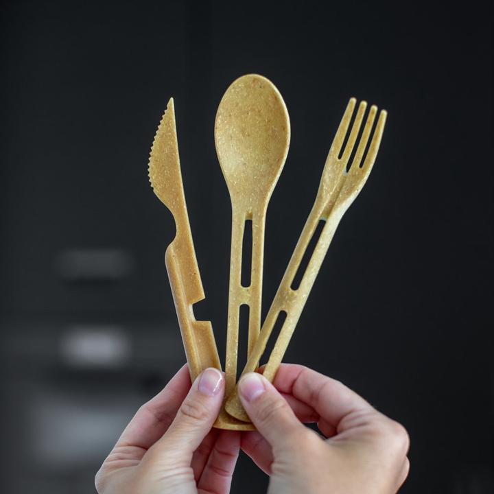 Actual product image Koziol Cutlery set to go Klikk Pocket 3 pieces, Beige (3 Piece, Cutlery set)