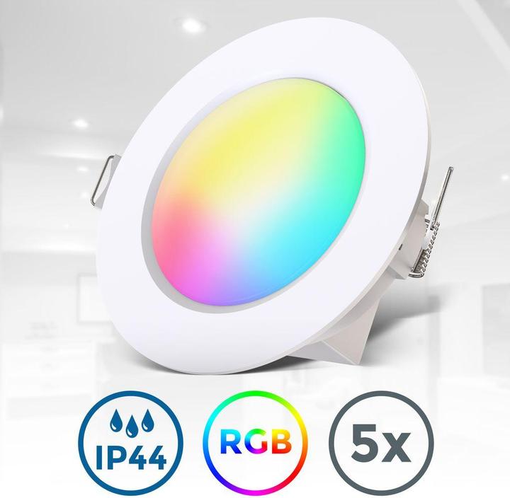 Actual product image B.K.Licht RGBW LED recessed lights, set of 5, white, 5xLED 4.8W (450 lm)