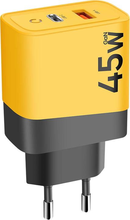 Actual product image Tactical Microgrid GaN 45W Charger Power Supply USB-C USB-A - Yellow (45 W)