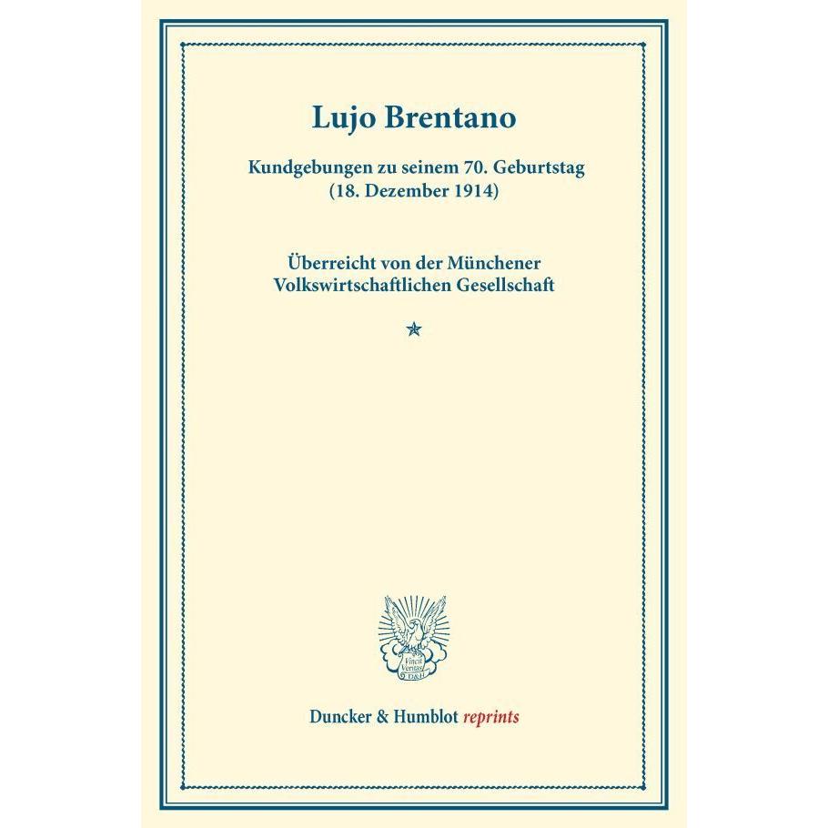 Lujo Brentano., Fachbücher