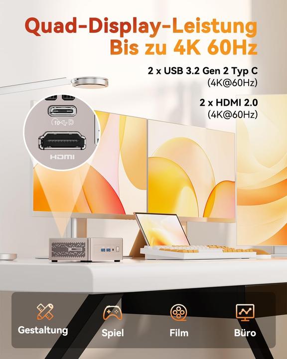 Image du produit Geekom Mini-PC 2025 Edition mit Ryzen 5 und Windows 11 Pro (512 Go, 16 Go, AMD Ryzen 5 7430U)