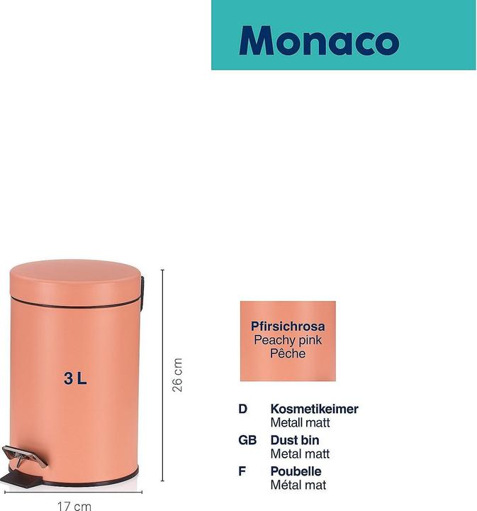 Image du produit Kela Poubelle Monaco pêche (3 l)