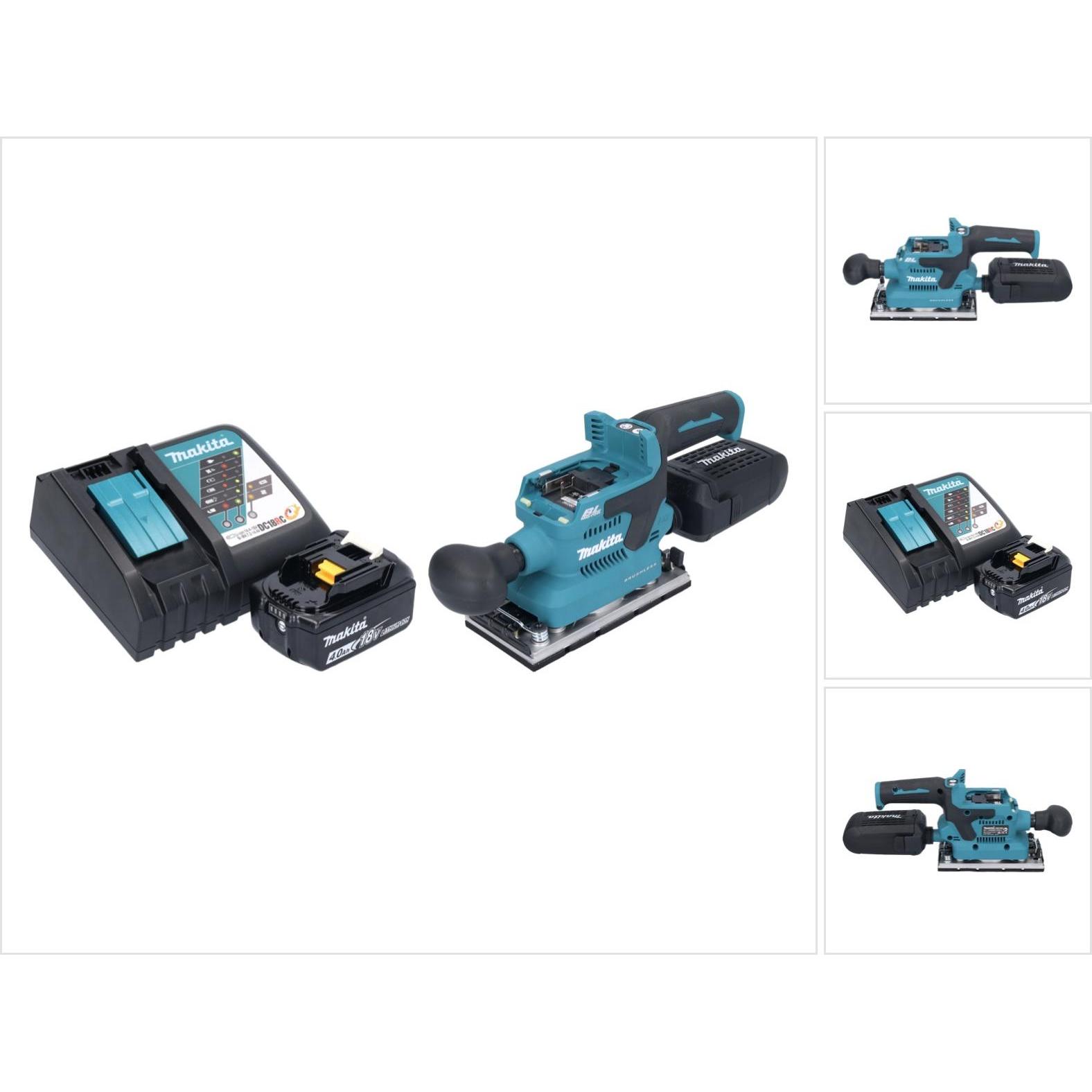 Makita, Schleifmaschine + Poliermaschine, DBO 382 RM1 Akku Schwingschleifer 18 V 93 x 185 mm Brushless + 1x Akku 4,0 Ah ...