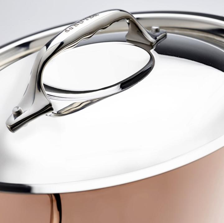 Image du produit de Buyer Prima Matera pot de cuisson à induction, avec couvercle (24 cm, Casserole, Cuivre, Acier inoxydable)