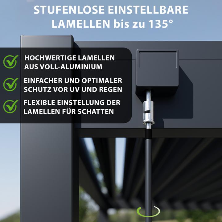 Produktbild Weide Pergola Deluxe Plus 3.6x7.2m mit Lamellendach Anthrazit (360 cm, 720 cm)