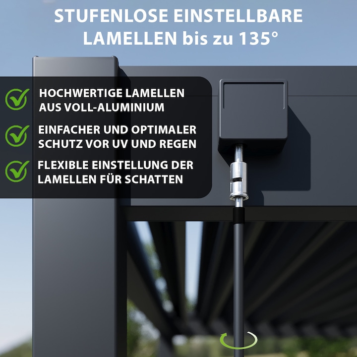 Actual product image Weide Pergola Deluxe Plus 3.6x7.2m with slatted roof anthracite (360 cm, 720 cm)