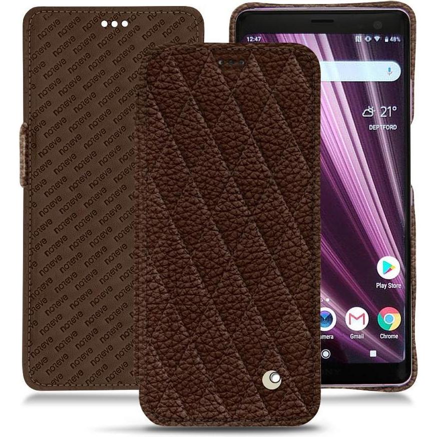 Noreve Lederschutzhülle horizontal (Sony Xperia XZ3), Smartphone Hülle, Braun