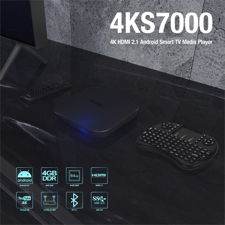 Produktbild Fantec 4KS7000 Digitaler Multimedia-Receiver (64 GB, Android 9.0 (Pie))