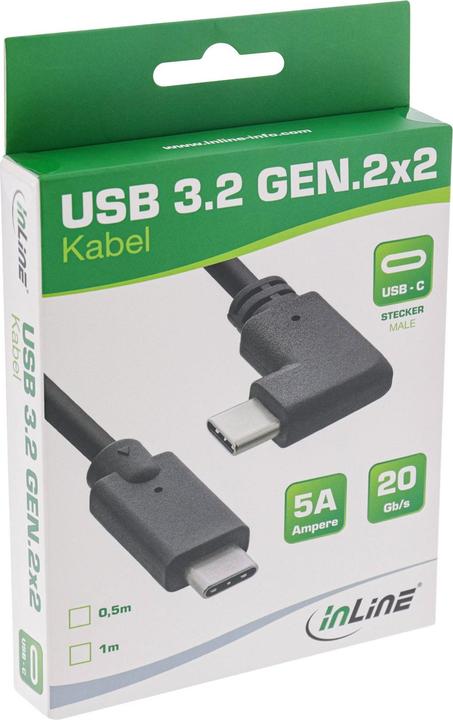 Produktbild InLine ® USB 3.2 Gen.2 Kabel, USB Typ-C Stecker/Stecker, schwarz, 1m (1 m, USB 3.2 Gen 2, 100 W)