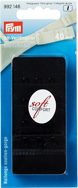 Image du produit Prym Prolongateur de soutien-gorge à accrocher, noir 40 mm, 3 x 3 crochets, carte