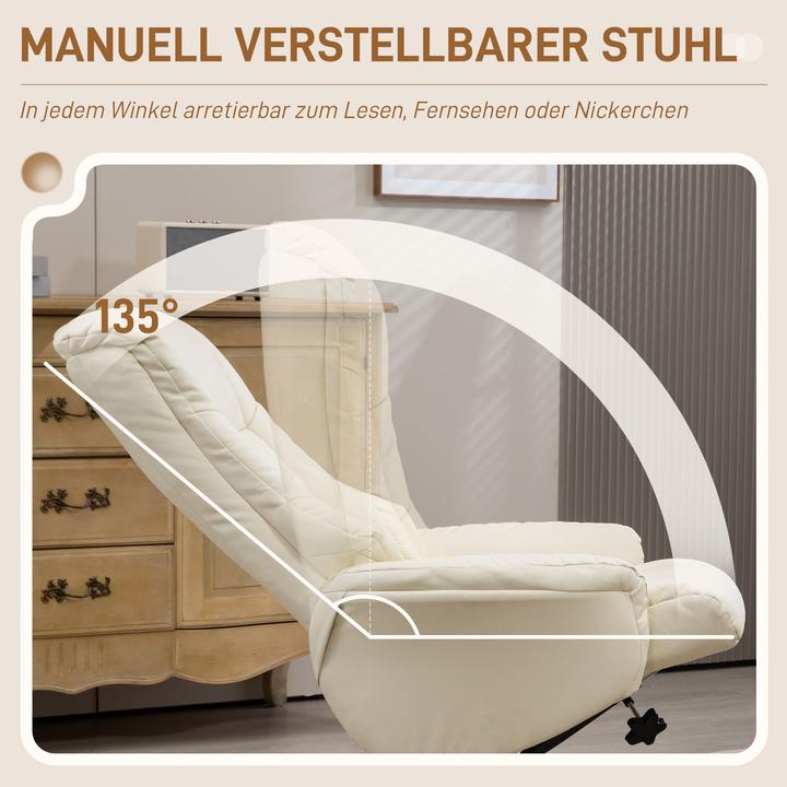 Actual product image Homcom Relaxsessel mit Hocker Kunstleder, Holz Cremeweiss