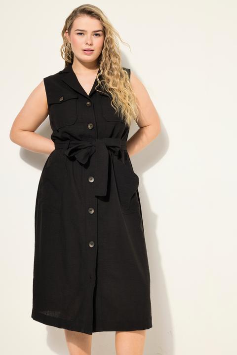 Image du produit Studio Untold Utility-Midikleid, ärmellos, Leinenmix, Bindegürtel, Revers, Knopfleiste (50, 52)