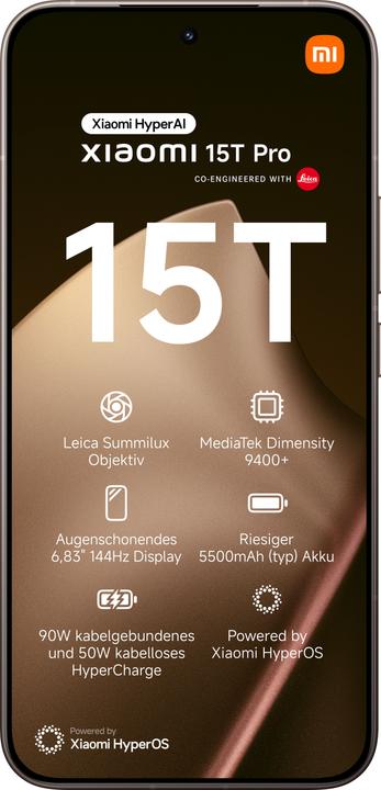 Produktbild Xiaomi 15T Pro (256 GB, Mocha Gold, 6.83", Dual SIM, 5G)