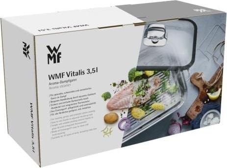 Produktbild WMF Dampfgarer Bräter 3,5l Glasdeckel Garblech Vitalis Compact Edelstahl (Bräter + Schmortopf, Edelstahl)