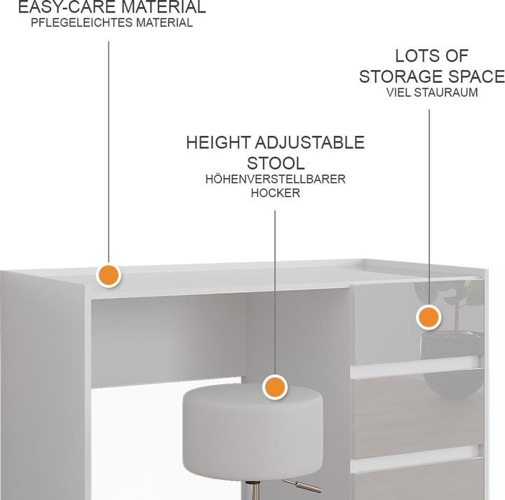 Actual product image Vicco Marla with stool (120 x 60 x 78.60 cm)