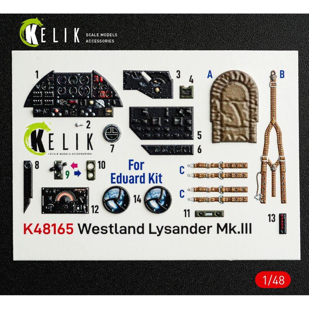 Kelik Westland Lysander Mk.III - interior 3D decals for Eduard kit