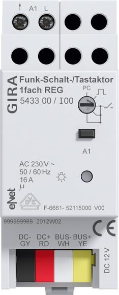 Gira Wireless switching/push-button actuator 1f REG eNet 543300 (Switch actuator)