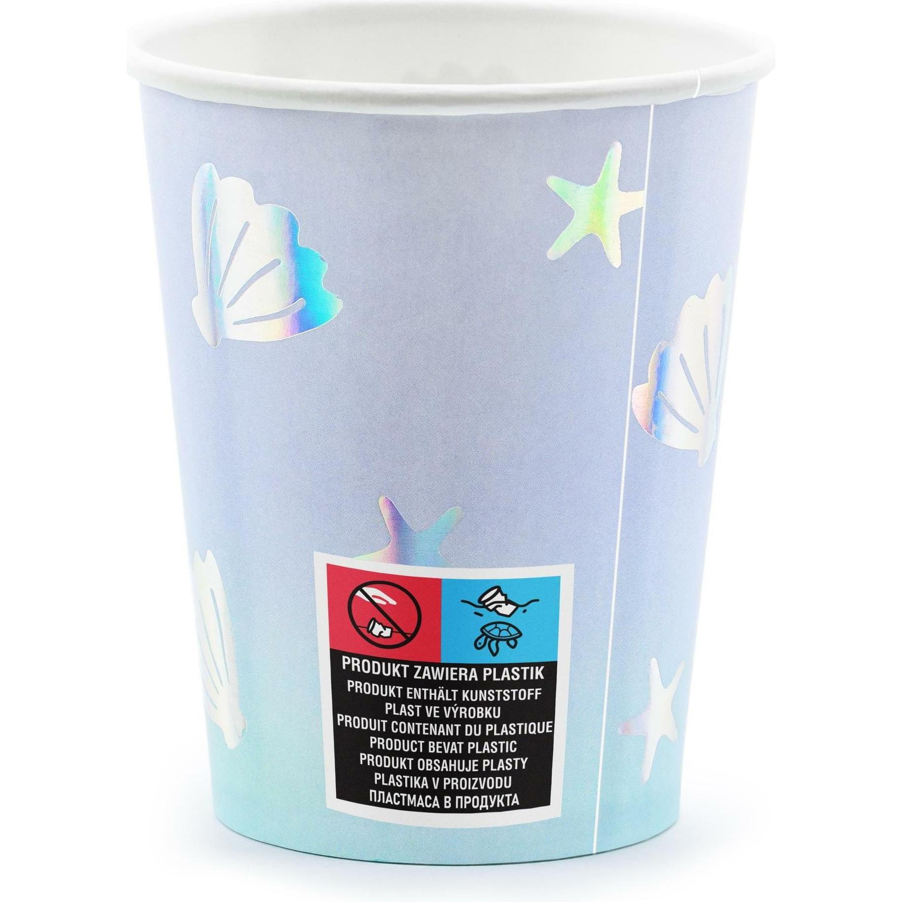 Thumbnail - Partydeco, Einweggeschirr, Einwegbecher Narwal 220 ml, 6 Stück, Hellblau (6 x)